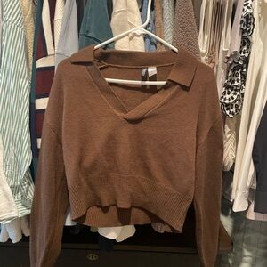 H&M Divided Chocolate Brown V-Neck Sweater